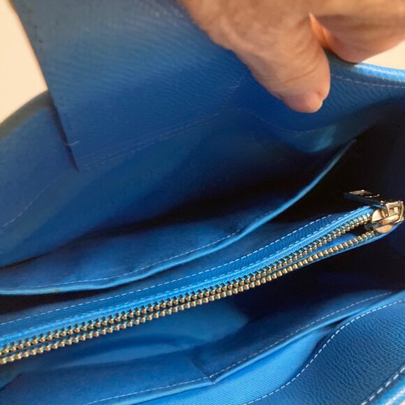 Womens Coach Margo Leather Satchel Carry All Bag Bright Blue 8 x 14 x 6" - Picture 9 of 10